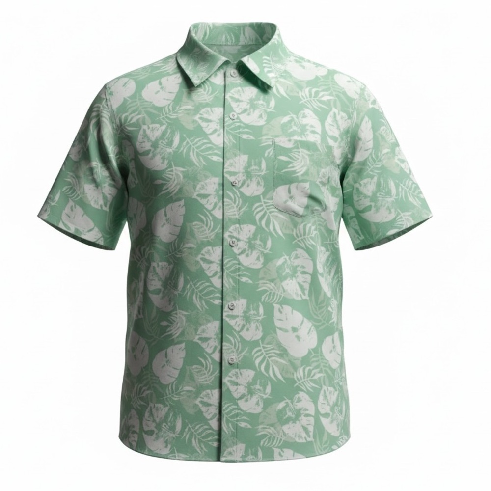 COOFANDY Men’s Hawaiian Mint Green Short Sleeve Button Up Shirt 3XL NWT